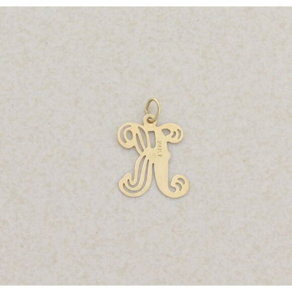 Pendant Only 14k Yellow Gold Letter 'K' Pendant Initial K Design 3/4" x 1/2" - Picture 3 of 6